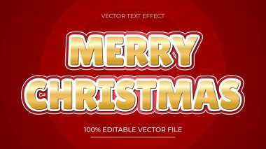 Noel Metni Efekti Düzenlenebilir Metin Efekti Kırmızı arkaplan ile Altın Renk