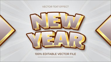 Mutlu yıllar 3D metin efekti ve düzenlenebilir metin efekti lüks stili