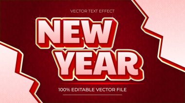 Kırmızı renk biçimli yeni yıl düzenlenebilir metin efekti