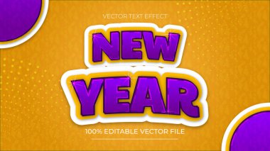 Yeni Yıl Düzenlenebilir Metin Efekti Kabartma Gradyan Biçimi