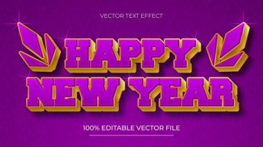 Yeni yıl düzenlenebilir metin efekti mor gradyan metin biçimi