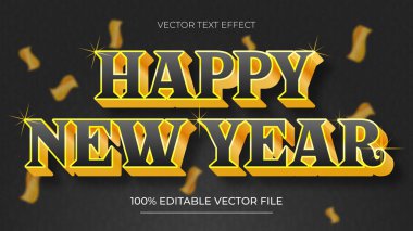 Mutlu Yıllar Altın 3D Düzenlenebilir Metin Efekti