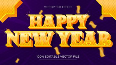 Yeni yıl 2025 Turuncu 3d düzenlenebilir metin efekti şablonu