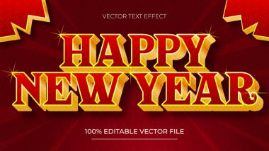 Çince yeni yıl 3D metin efekti ve düzenlenebilir metin efekti altın ve kırmızı renk