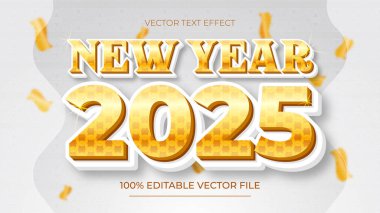 Mutlu yıllar 3D metin efekti ve düzenlenebilir metin efekti lüks stili