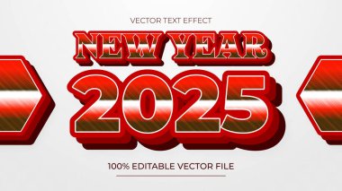 Mutlu yıllar 2025 3D düzenlenebilir metin efektleri