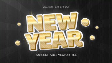 Lüks siyah ve altın stilinde düzenlenebilir yeni yıl metin efekti
