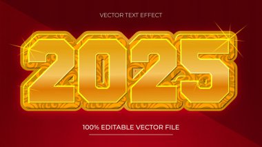 Mutlu Çin Yeni Yılı Zarif Kırmızı Altın Cesur 3D Düzenlenebilir Metin Efekti