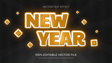 Lüks siyah ve altın stilinde düzenlenebilir yeni yıl metin efekti