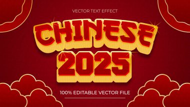 Modern trend tarzında Mutlu Çin Yeni Yılı düzenlenebilir metin efekti
