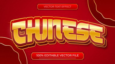 Kırmızı ve altın rengi temalı Çince yeni yıl düzenlenebilir metin tarzı efekti