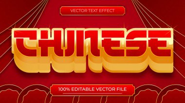 Çin Yeni Yıl 3d gerçekçi metin efekti düzenlenebilir vektörü