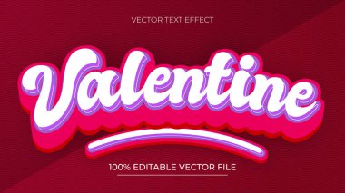 Sevgililer Günü düzenlenebilir metin efekti koyu mor arkaplan