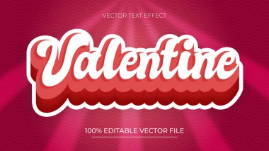 Valentines Düzenlenebilir kırmızı metin efekti 3d metin efekti şablonu
