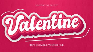 Valentine düzenlenebilir metin efekti şablonu 3d yazı tipi efekti pembe renk