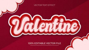 Mutlu sevgililer günü düzenlenebilir metin efektleri ve aşk şekli arka planı