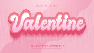 Sevgililer Günü düzenlenebilir metin efekti 3d yazı tipi efekti pembe renk teması
