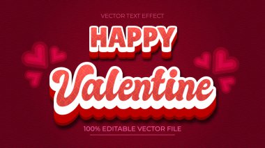 3d Sevgililer Günü düzenlenebilir biçim efekti şablonu koyu kırmızı tema