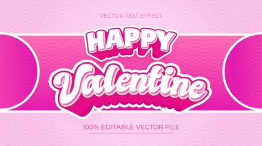 Mutlu sevgililer günü düzenlenebilir metin tarzı pembe renk teması