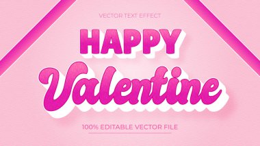 Düzenlenebilir Şirin Pembe Metin Efekti Mutlu Sevgililer Günü Şablonu