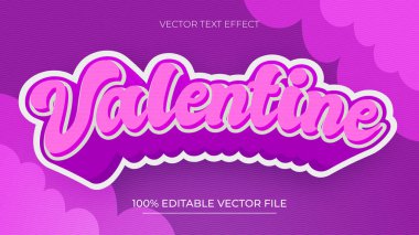 Sevgililer Günü aşk dekorasyonlu düzenlenebilir metin efekti