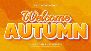 Turuncu arkaplanlı sonbahar düzenlenebilir metin efekti şablonu