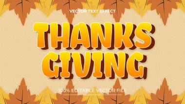 Yapraklı düzenlenebilir metin efekti şükran günü metni