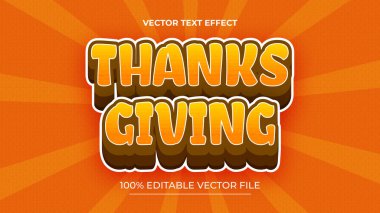 Yapraklı düzenlenebilir metin efekti şükran günü metni