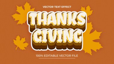 Mutlu Şükran Günü metin efektleri düzenlenebilir metin efekti sonbahar günü