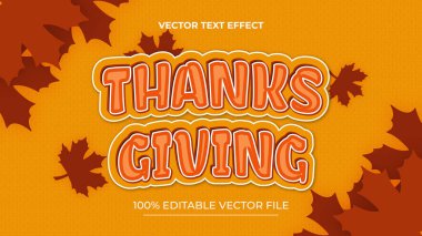 Mutlu Şükran Günü metin efektleri düzenlenebilir metin efekti sonbahar günü