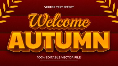 Düzenlenebilir metin efekti şablonu ve sonbahar yapraklarıyla Sonbahar Posteri 'ne Hoşgeldiniz