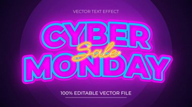 Siber Pazartesi Mor Işık Düzenlenebilir Metin Efekti