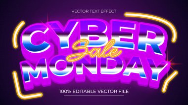 Modern neon tarzında Siber Pazartesi Düzenlenebilir metin efekti