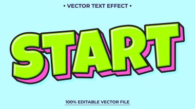 Düzenlenebilir metin efekti 3d Çizgi film şablon biçimi premium vektörünü başlat