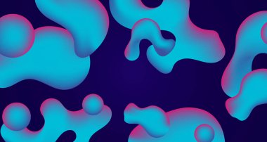 Soyut mavi ve mor sıvı dalgalı şekiller fütüristik arka plan. Parlayan retro dalga vektör tasarımı