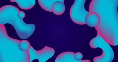 Soyut mavi ve mor sıvı dalgalı şekiller fütüristik arka plan. Parlayan retro dalga vektör tasarımı