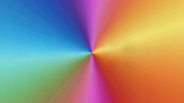 Renkli bir radyal gradyan içeren dinamik bir video. Çizgiler merkezi bir noktadan ışıyarak sarı, turuncu, pembe, mavi ve yeşil renklerle patlama efekti oluşturur..