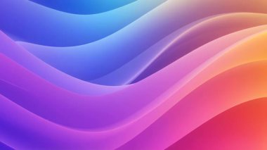 Pürüzsüz, dalgalı dalgalar içeren soyut video arkaplanı maviden mora, pembeden turuncuya ve kırmızıya canlı bir eğimle. Dinamik renk geçişleri.