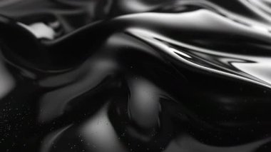 İnce Yansımalı ve Küçük Damlacıklı Soyut Siyah Sıvı Yüzey