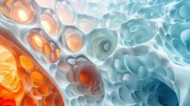 Birbirine dolanmış organik biçimlerin üç boyutlu soyut canlandırması