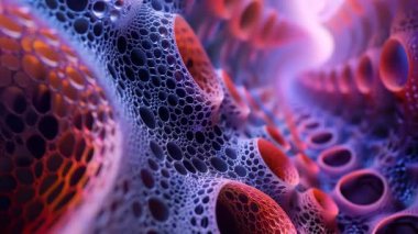 Soyut Mor ve Kırmızı Hücresel Yapı Canlandırması