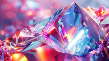 Neon renklerinde canlı kristal küme