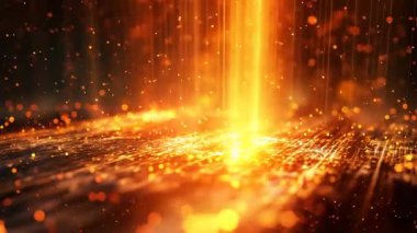 Altın Işık Işını ve Parıldayan Parçacıklar Soyut Görüntü Arkaplan Döngüsü