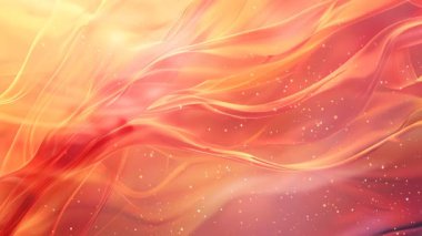 Akışkan Turuncu ve Parlayan Parçacıklarla Kırmızı Kumaş 'ın Soyut Videosu