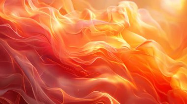 Işık Efektli Soyut Akış, Parlak, Turuncu ve Kırmızı Kumaş Videosu