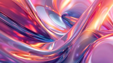 Soyut Sıvı Metal Girdapları: Pembe, Mor ve Turuncu Renkler