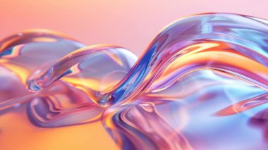 Akışkan, Renkli, Işık Yansımalı Dönen Cam Şekillerin Soyut Görüntü Çerçevesi