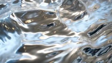 Sıvı Gümüş Yüzey Işık ve Gölge Dalgalanması, Soyut Metalik Doku