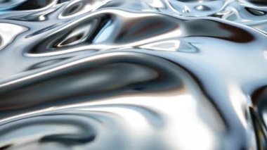 Sıvı Krom Dalgalar: Soyut Metalik Yüzey Işıkta Dalgalanıyor, Yansıtıcı Hareket