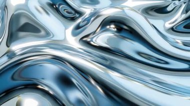 Sıvı Metal Özeti: Mavi ve Gümüş Akışkan Hareket